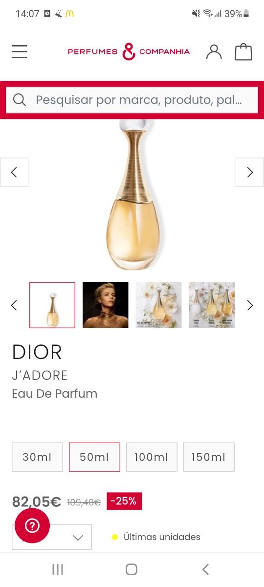 Jadore eau de parfum 50ml