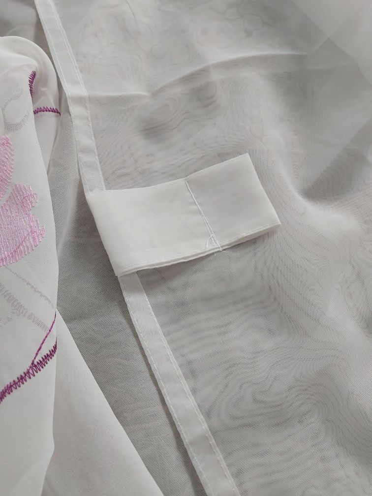 Firanki cena za 4 szt białe woal z haftem firany zasłonki tkanina