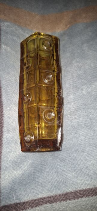 Unikatowy, miodowy piekny wazon heksagonalny Ząbkowice  PRL