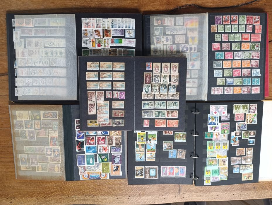 5 dużych klaserów ze znaczkami cały świat