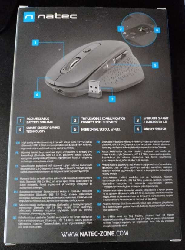 Mysz Natec Falcon bezprzewodowa BOX nie otwierany 3200DPI BT