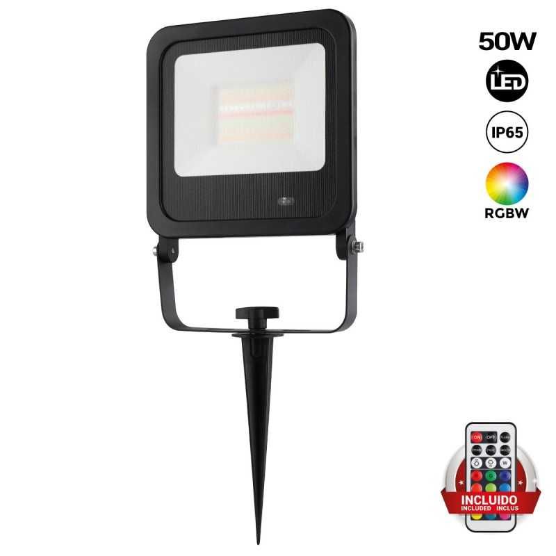 Projetor LED exterior RGBW com controlo remoto - IP65 - 120º- 50W