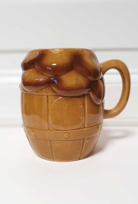 Kufel do piwa gliniany kamionka PRL vintage retro górnicze godło