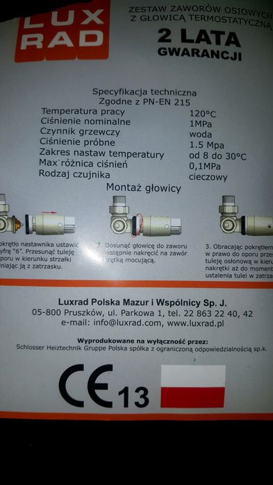 Zestaw termostatyczny osiowy