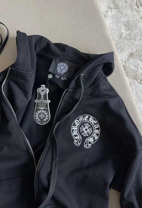 кофта Зип худі балахон Зип-Худи хром хардс chrome hearts чорна