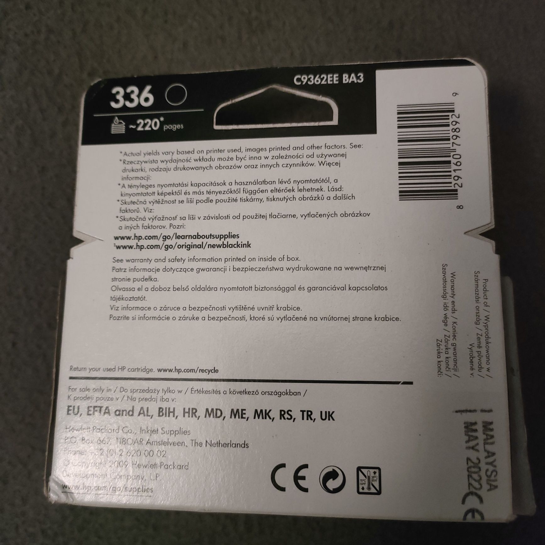 Sprzedam tusz HP 336

SYMBOL PRODUCENTA: C9362EE

UWAGA !!!

WKŁAD JES