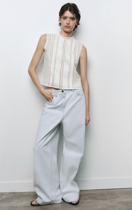 Джинси блакитні жіночі широкі Zara High Rise Loose