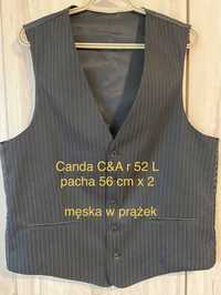 Canda C&A 52 L Męska kamizelka czarna w prążek elegancka  formalna
