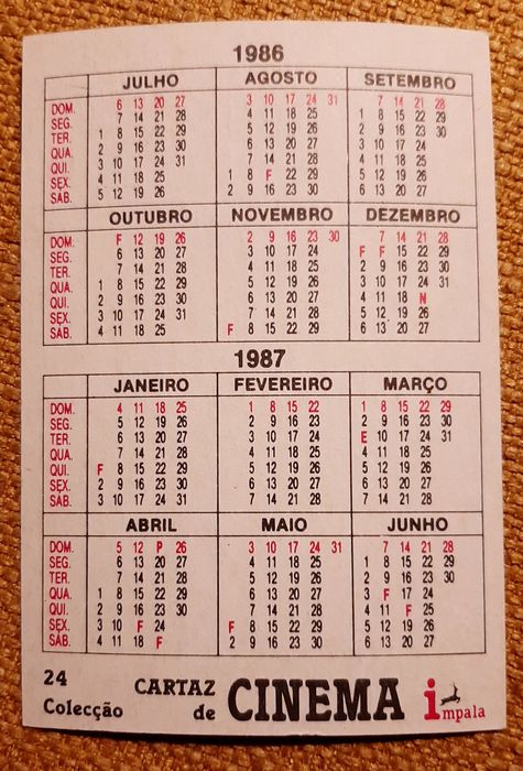 Calendário de bolso "Cinema"