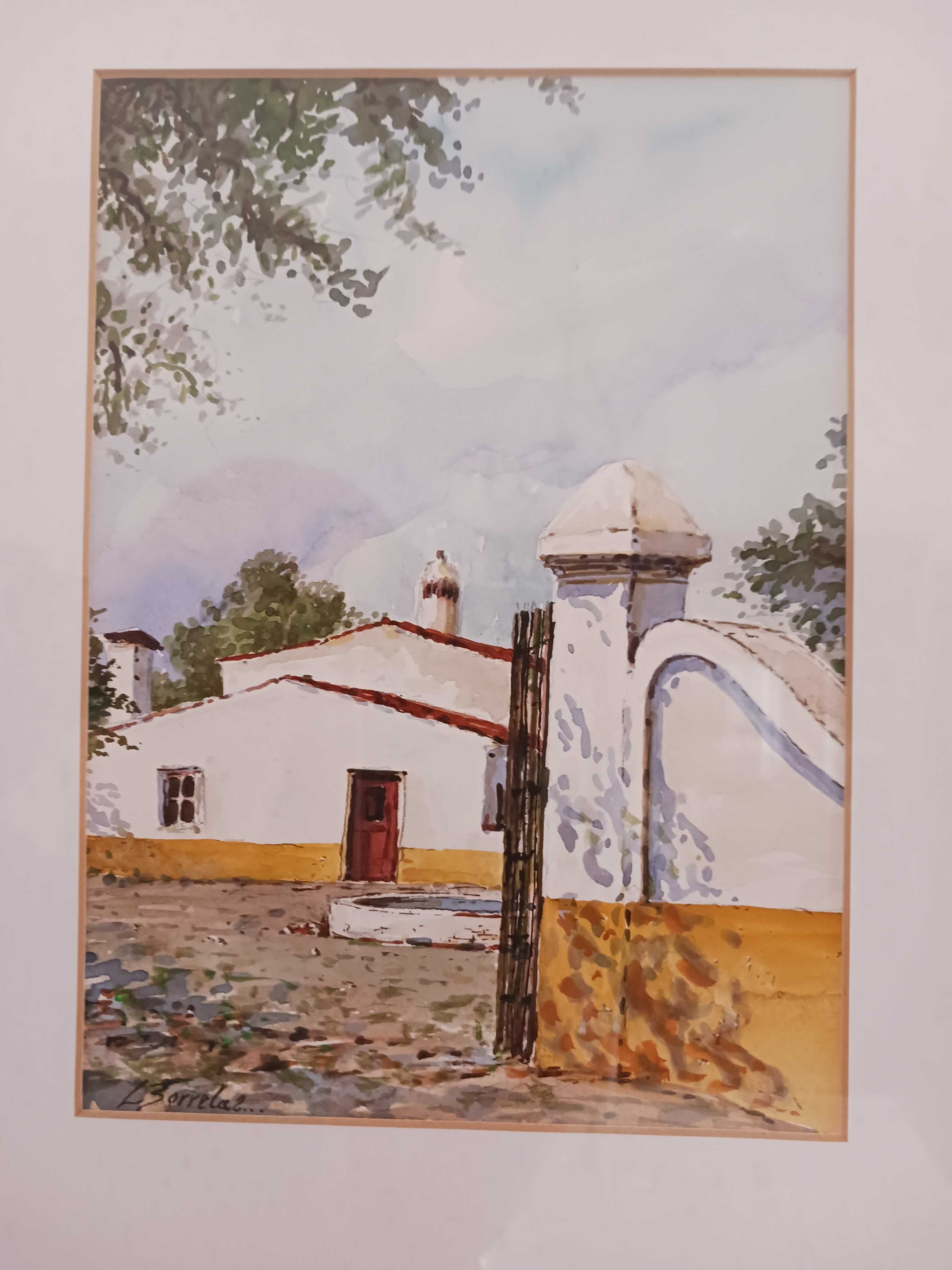 Quadro de aguarela do pintor Leonel Borrela