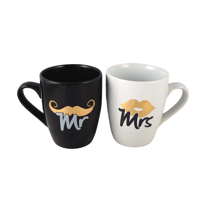 Zestaw kubków Mr Mrs Black White 300 ml KUBKI NA PREZENT kubek dla par