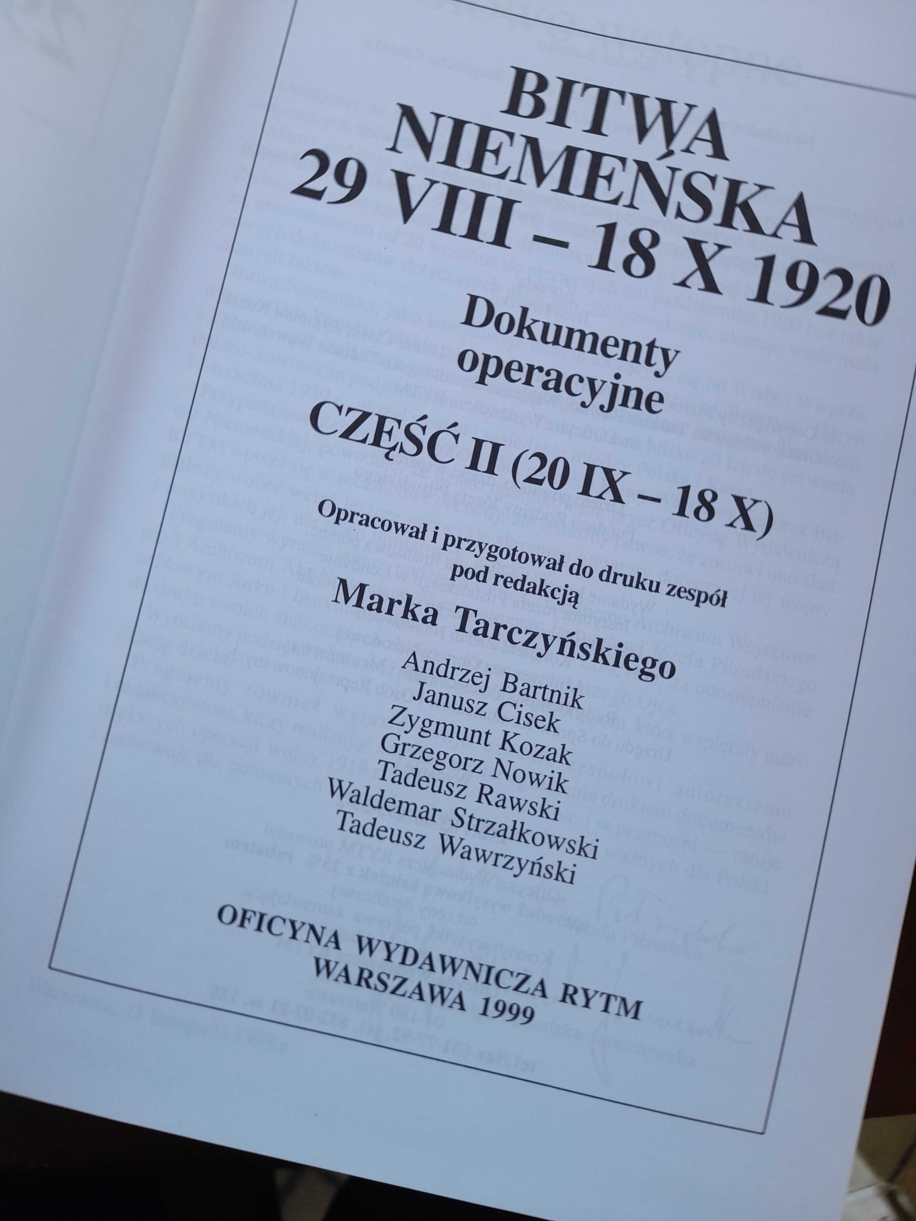 Bitwa Niemeńska 1920 Tom I i II pod redakcją Marka Tarczyńskiego