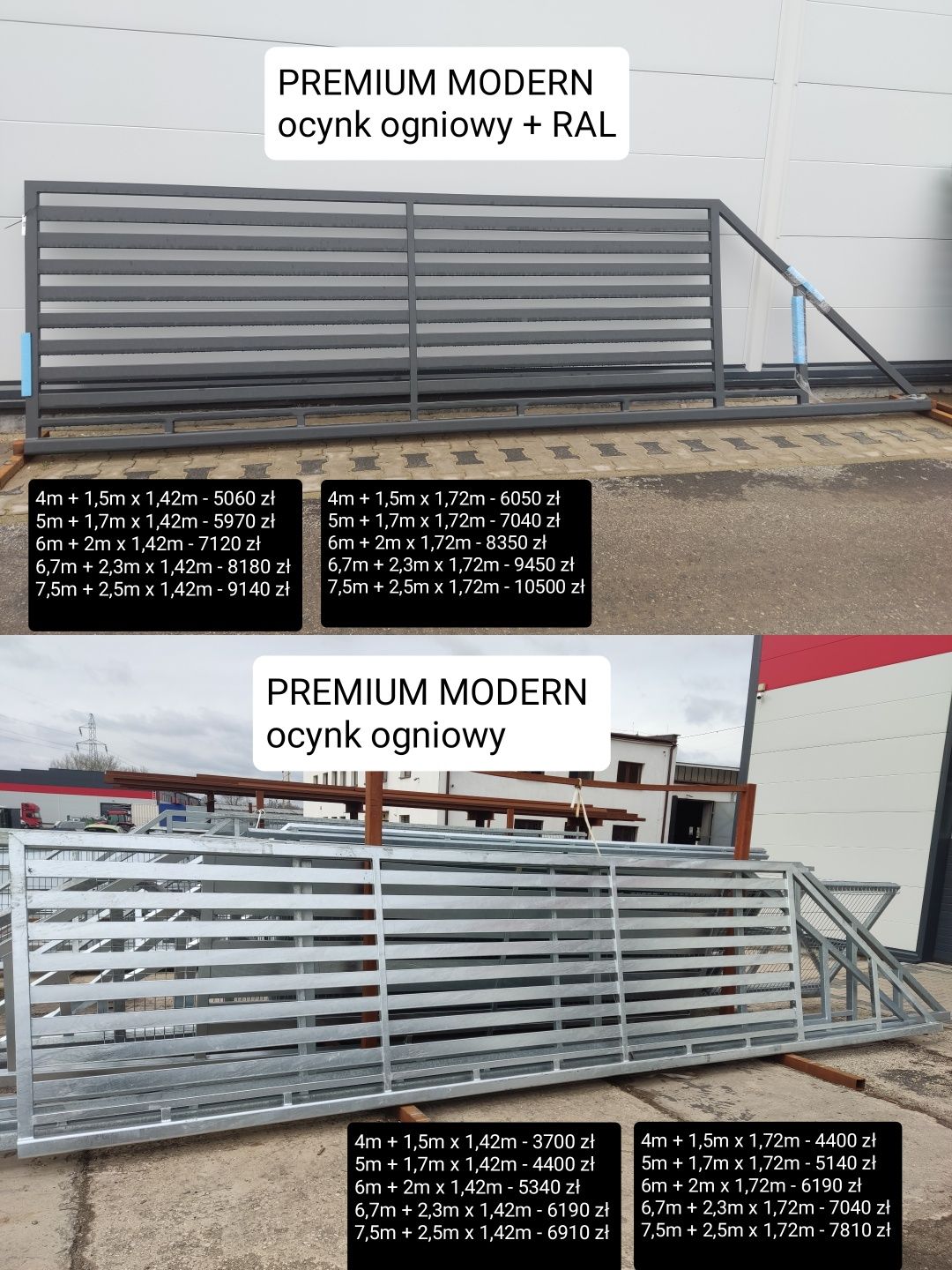 Brama przesuwna panel pełna 5m, SUPER STAR, ocynk ogniowy+RAL, inne