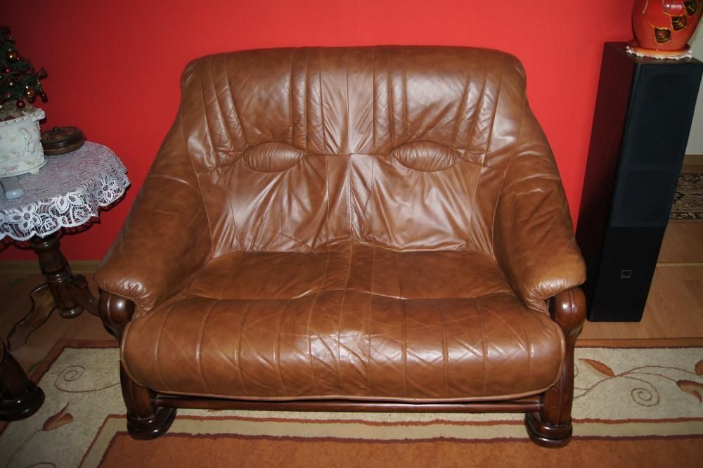 Komplet mebli skórzanych 3+2