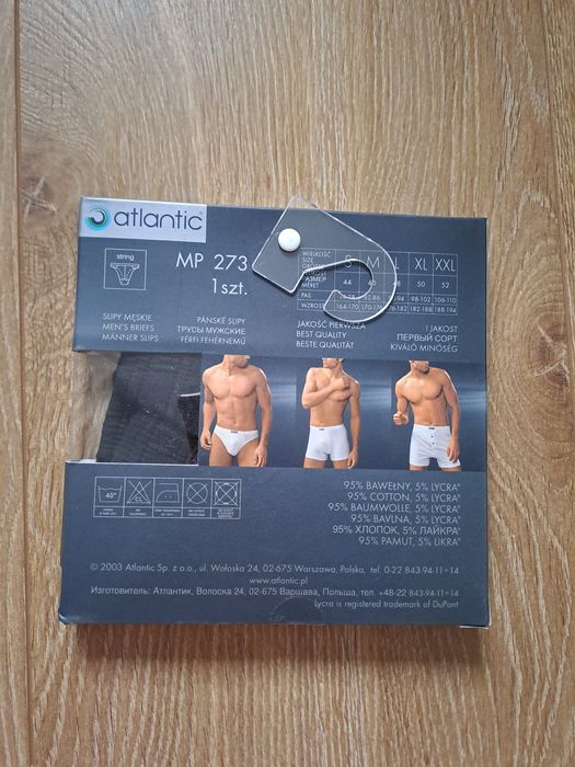 5x Stringi męskie Atlantic, rozmiar S, bawełna