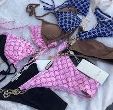 Gucci bikini kostium kąpielowy GG róż granat