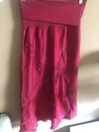 Spódnica/ sukienka bandeau  bordowa maxi  czerwona długa
