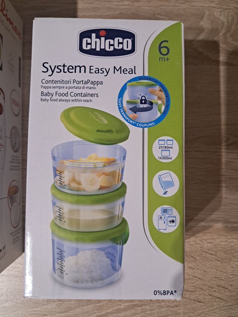 Chicco Moulinex Mikser ze szklankami, 3 pojemniki, biały