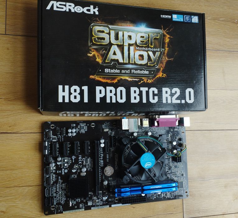 Płyta główna ASRock H81 PRO BTC R2.0 z procesorem I5 4460 i 2x4 GB ram