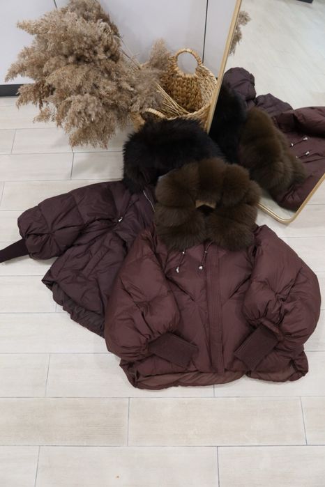 Пуховик шоколад, на М/Л, качиний пух!