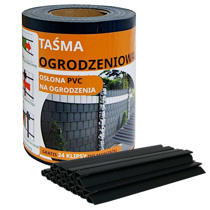 Taśma ogrodzeniowa osłona na ogrodzenie panelowe +UV 24klipsy 19cmx35m