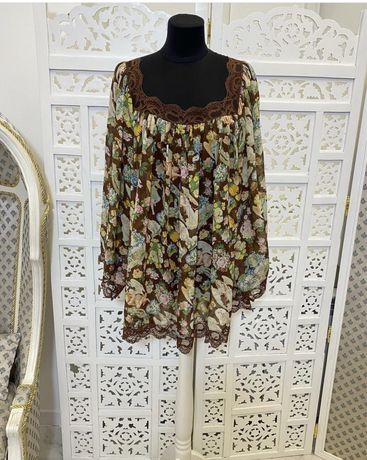Шелкковая блуза в цветы Christian Dior. Люкс бренд.