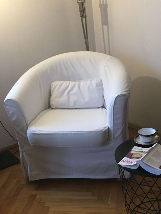 Fotel klubowy Ikea tullsta + biały oryginalny pokrowiec,