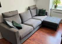 IKEA VIMLE – 3‑os. sofa k. Hallarp + 2 zagłówki + podnóżek Landskrona