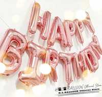 Balony Happy Birthday rózowe 16 cm.