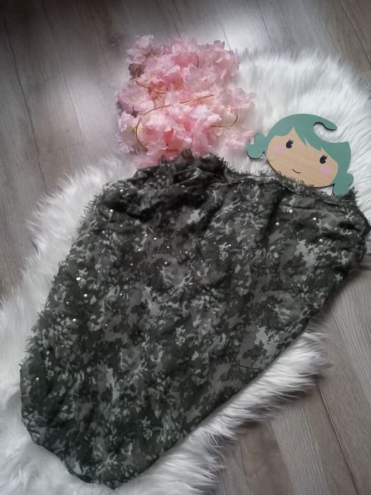 Przepiękna husta szal moro zieleń duża cekiny blaszki  duży