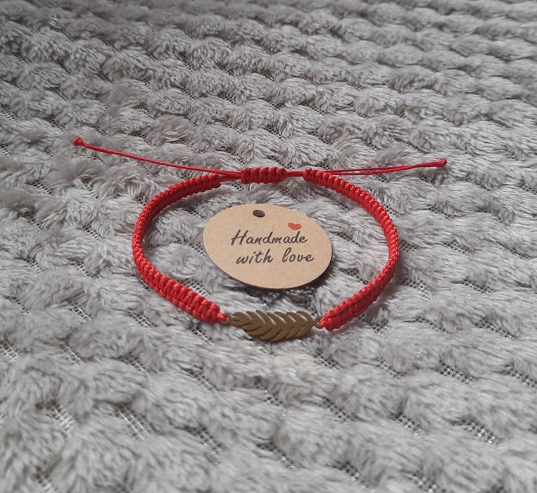 Bransoletka szczęścia wykonana splotem makramy stal nierdzewna handmad