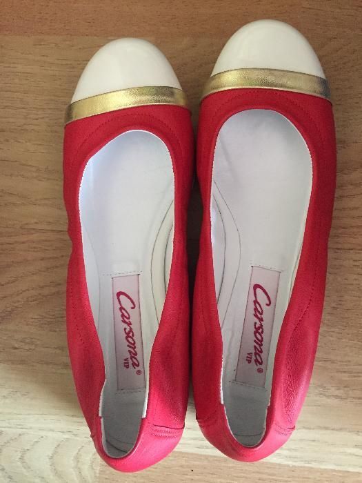 Nowe damskie malinowe baletki balerinki Carsona r.36 skórzane