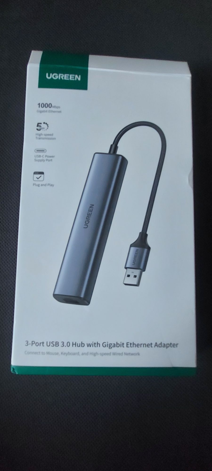 UGREEN USB Ethernet-адаптер 1000/100 Мбит/с USB3.0/USB2.0 HUB USB-RJ45