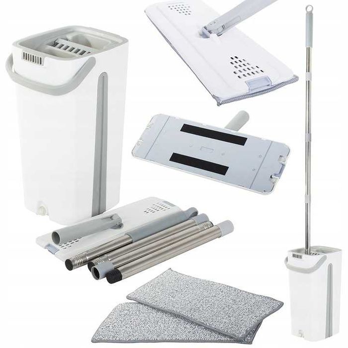 Mop płaski obrotowy dwukomorowy wyciskacz wiaderko 24108