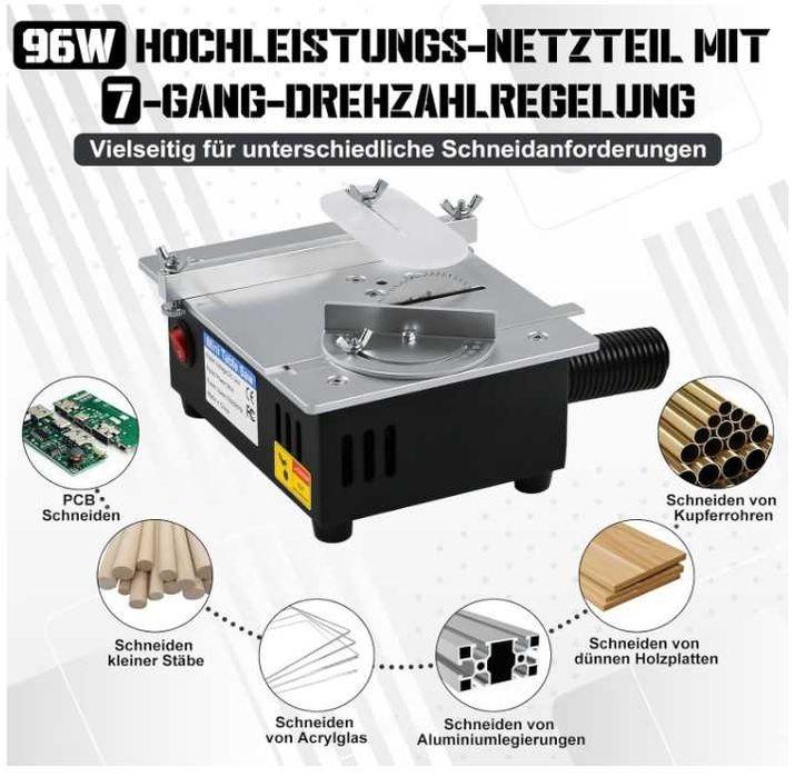 Mini stołowa piła tarczowa 96W 7 biegów + akcesoria