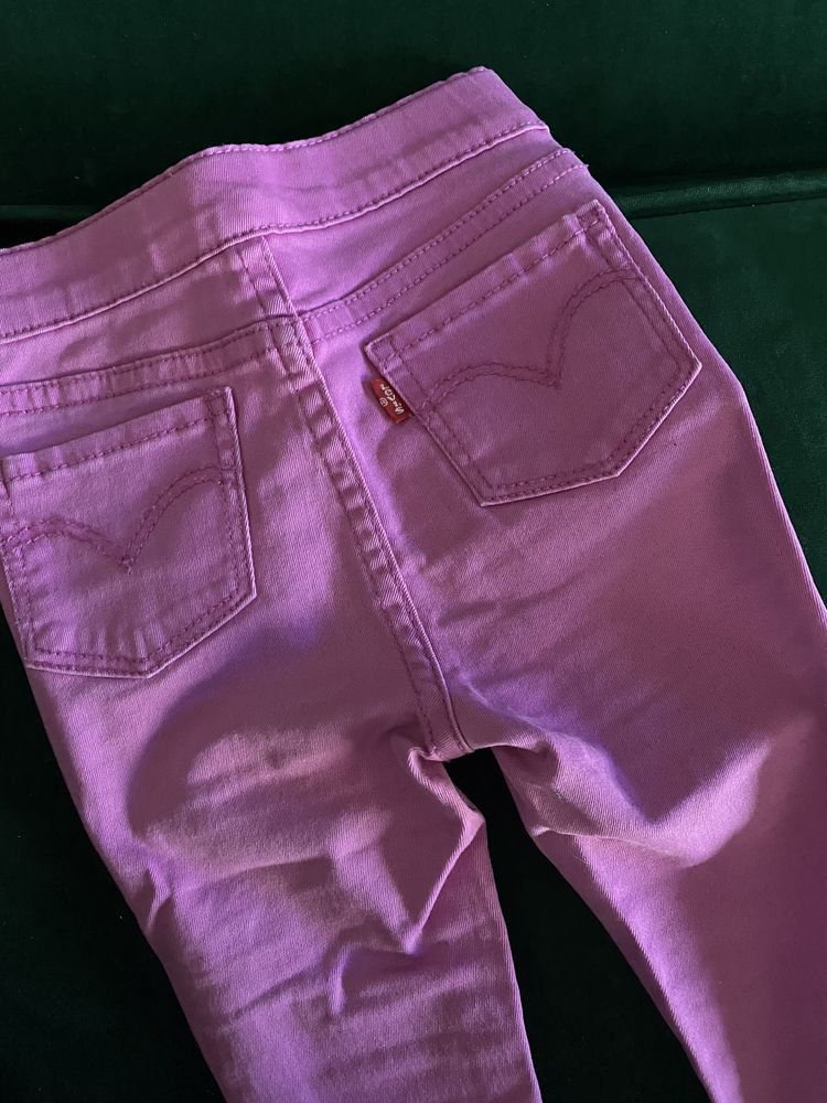 Legginsy jeansy różowe dla dziewczynki levis 74/12mies spodnie w gumkę