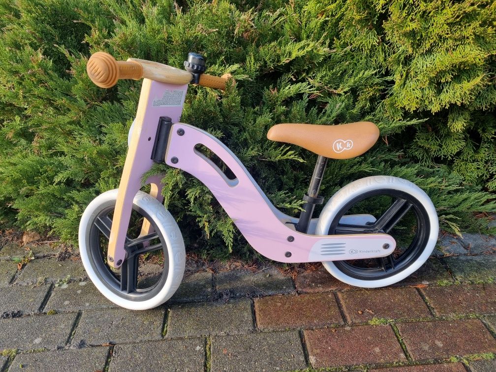 Rower rowerek biegowy kinderkraft drewniany różowy