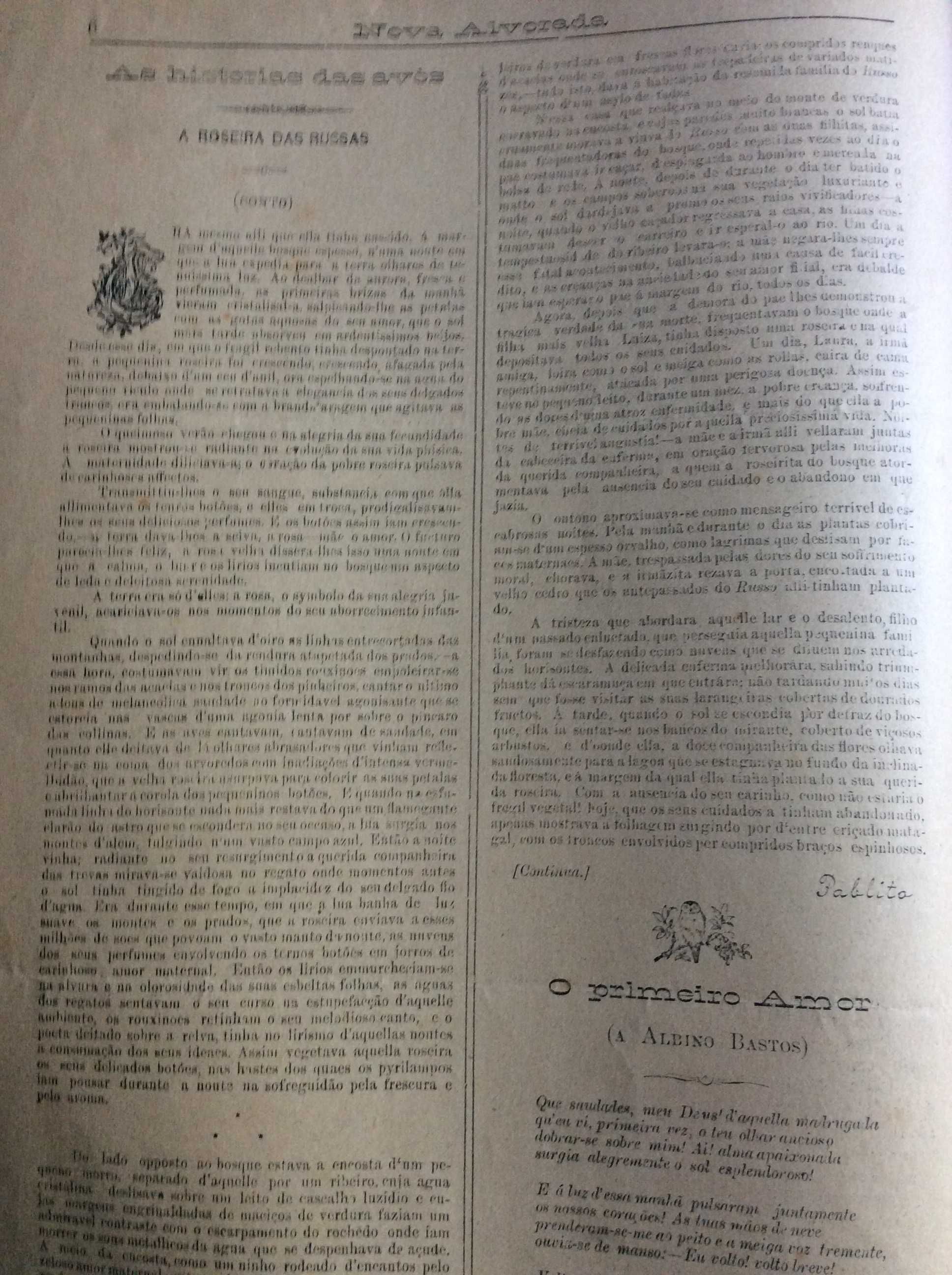 A Alvorada, Revista mensal litterár e scientífica, n.º1  de 1891. Rara