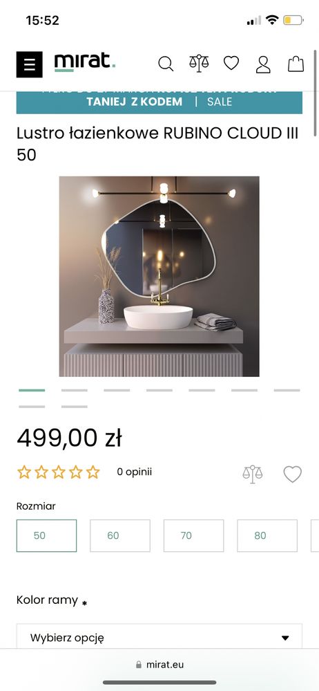 Nowe Lustro LED modny kształt biała rama 50 cm