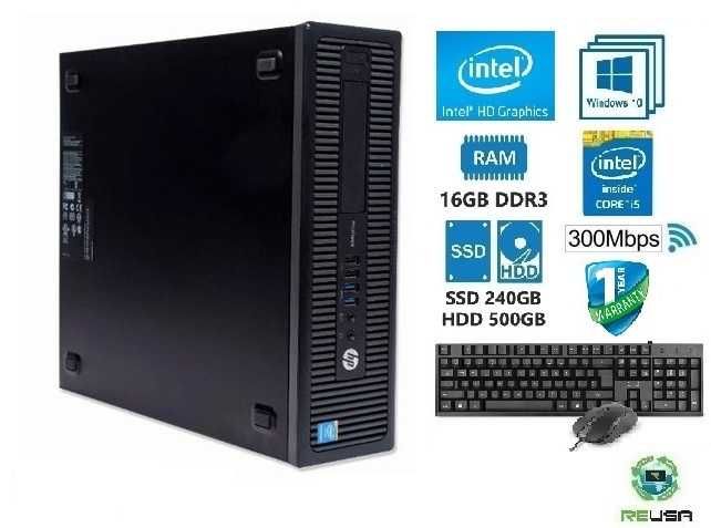 Pc-4ªGr HP800G1|I5-3.2Ghz|16Gb|SSD240Gb+HDD500Gb|WIFI|KIT|W10|W11