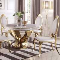 Złoty stół glamour Davson Gold okrągły złoty blat kamienny
