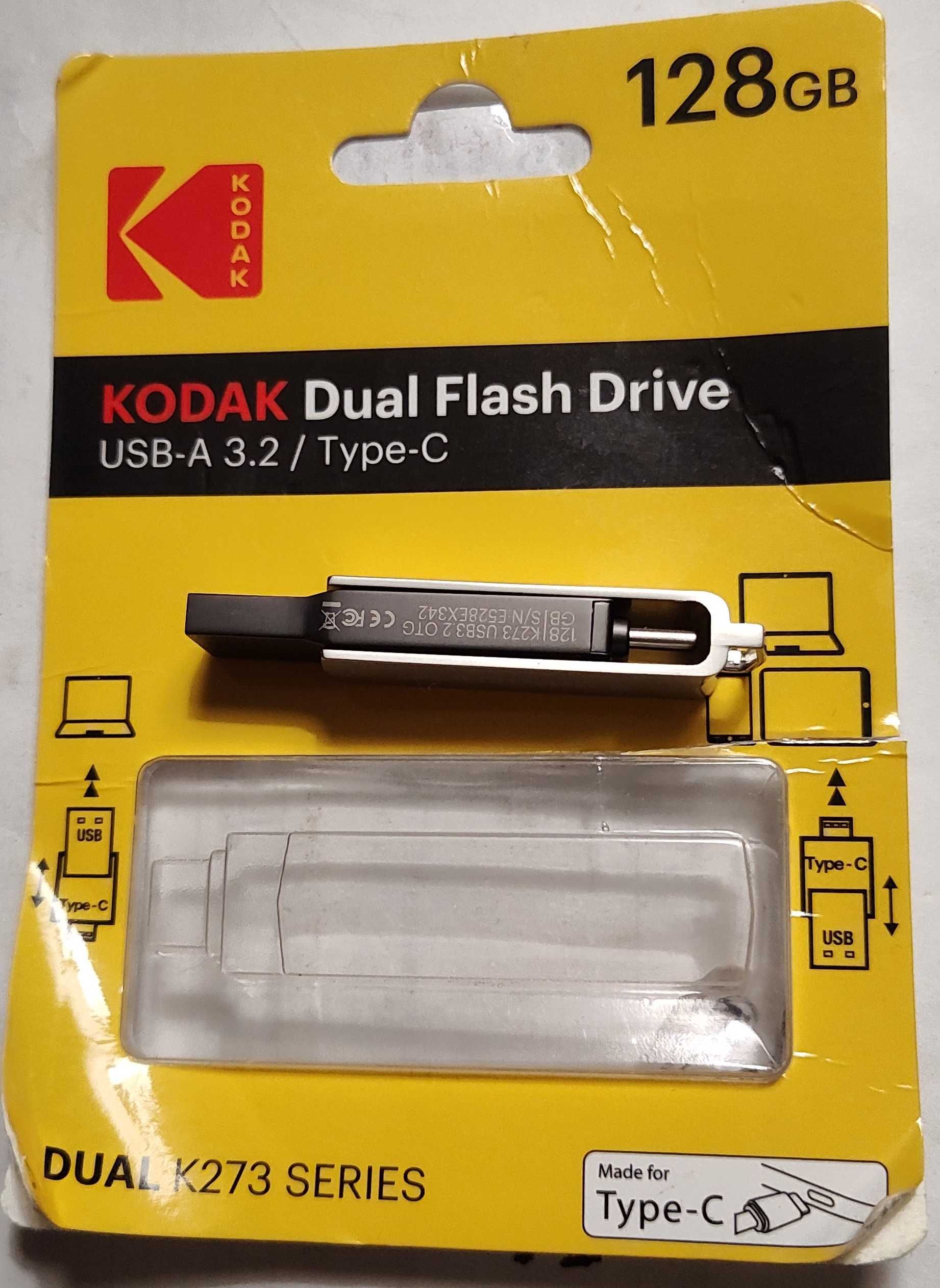 Флешка 128GB Kodak K273 Dual USB 3.2 Type-C для ноутбуків і смартфонів