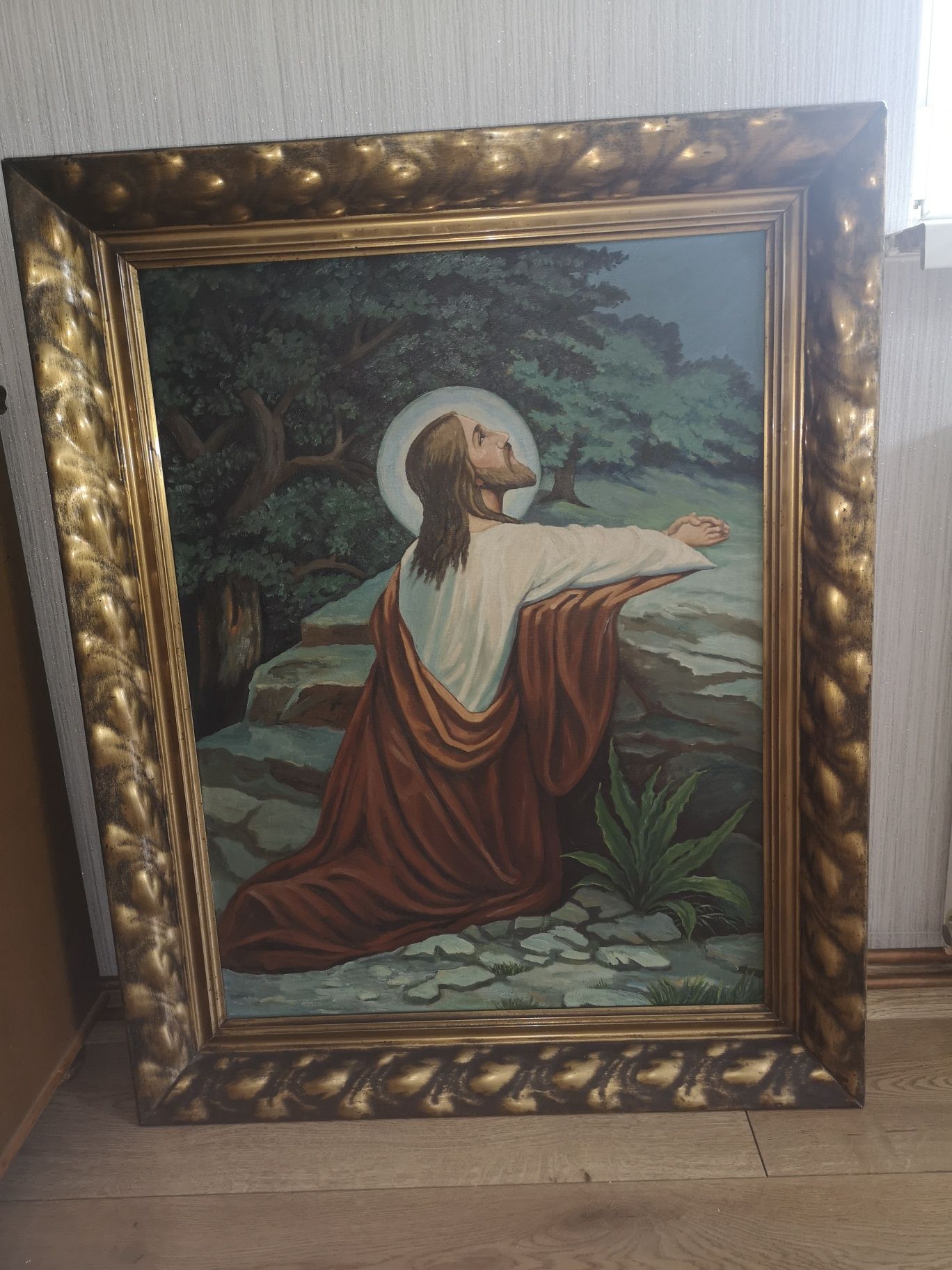 Obraz malowany na płótnie. Klęczący Jezus