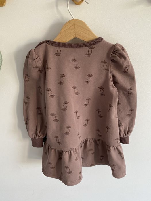 Sukienka musli wrzosowa wzorek 80 falbanka kwiatki jak newbie