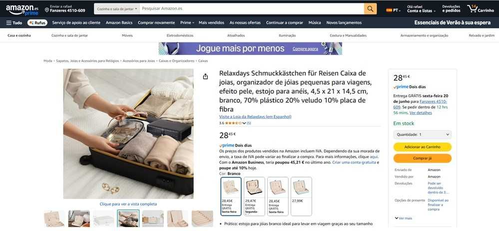 Relaxdays Caixa de joias para viagens (276)