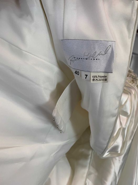 Nowa klasyczna suknia ślubna Linia A 40 Satynowa Drapowana fit flare