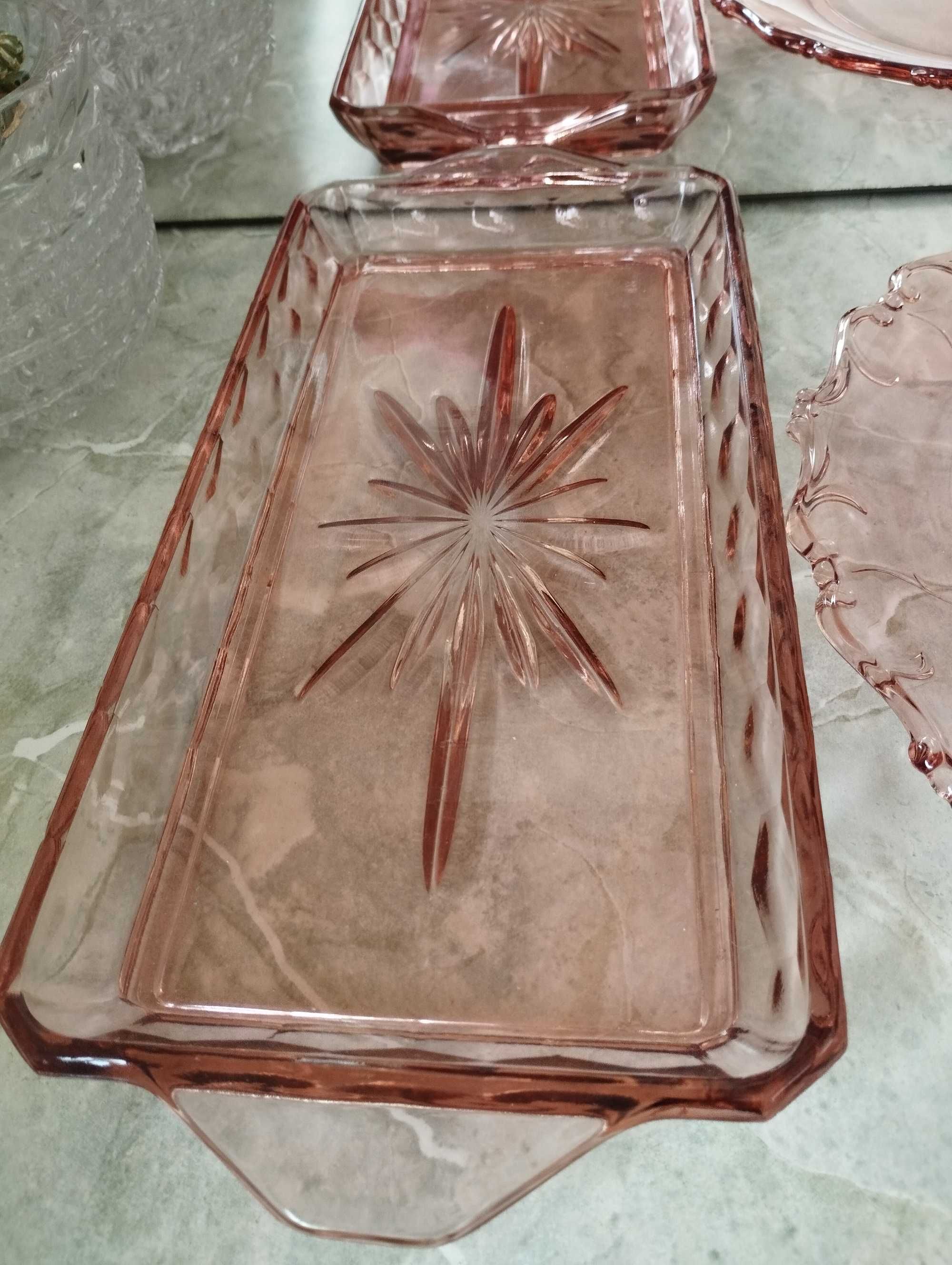 Винтажная посуда розовое стекло германия