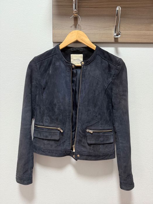 Куртка натуральна замшева Mango розмір С синього кольору