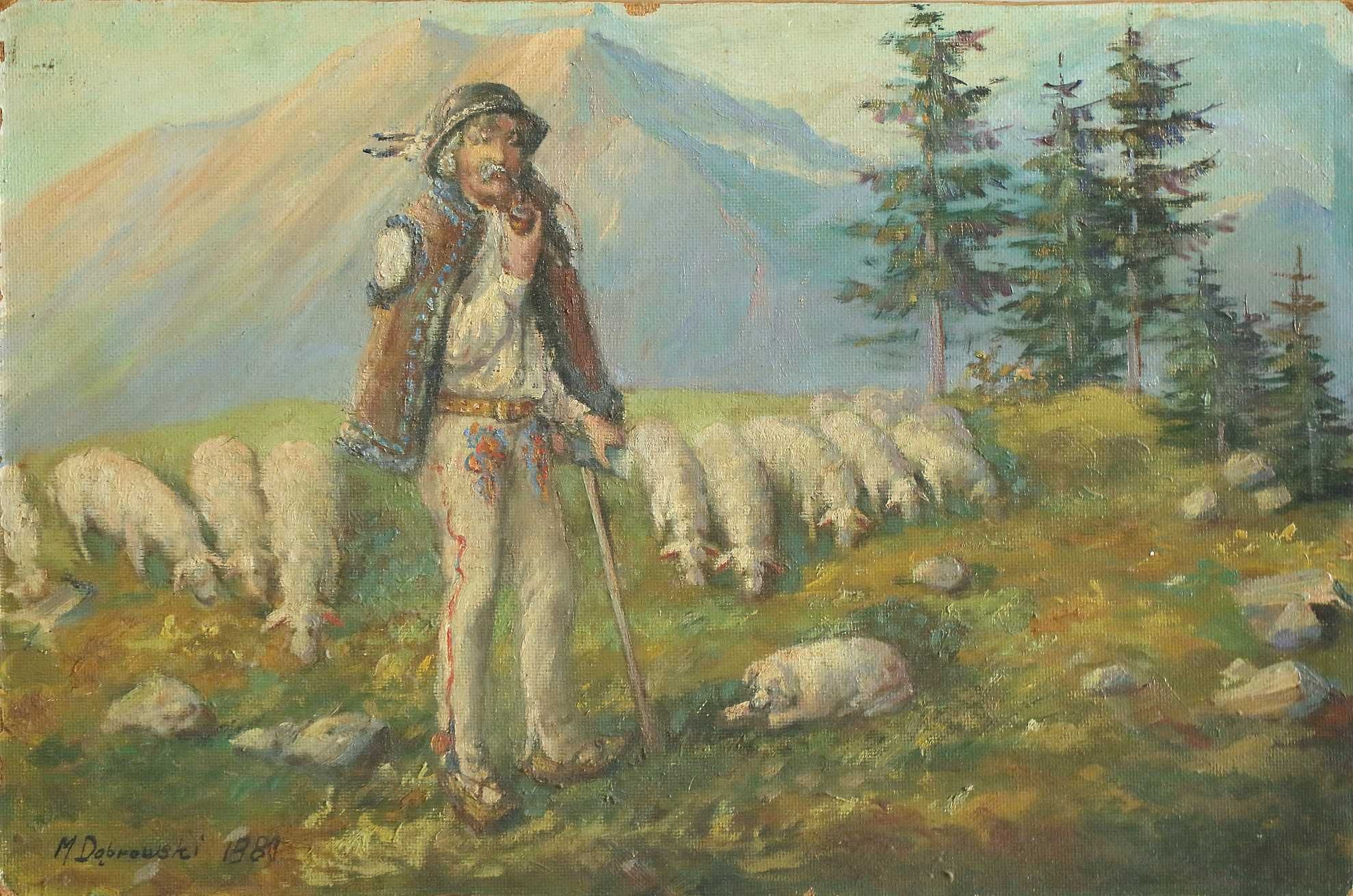 Baca z owcami - obraz olejny M. Dąbrowski
