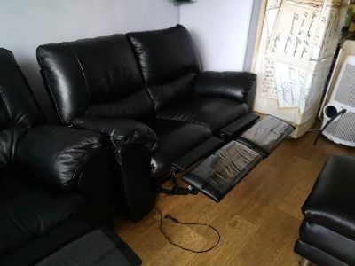 Диван шкіряний реклайнер, кресло реклайнер, пуф